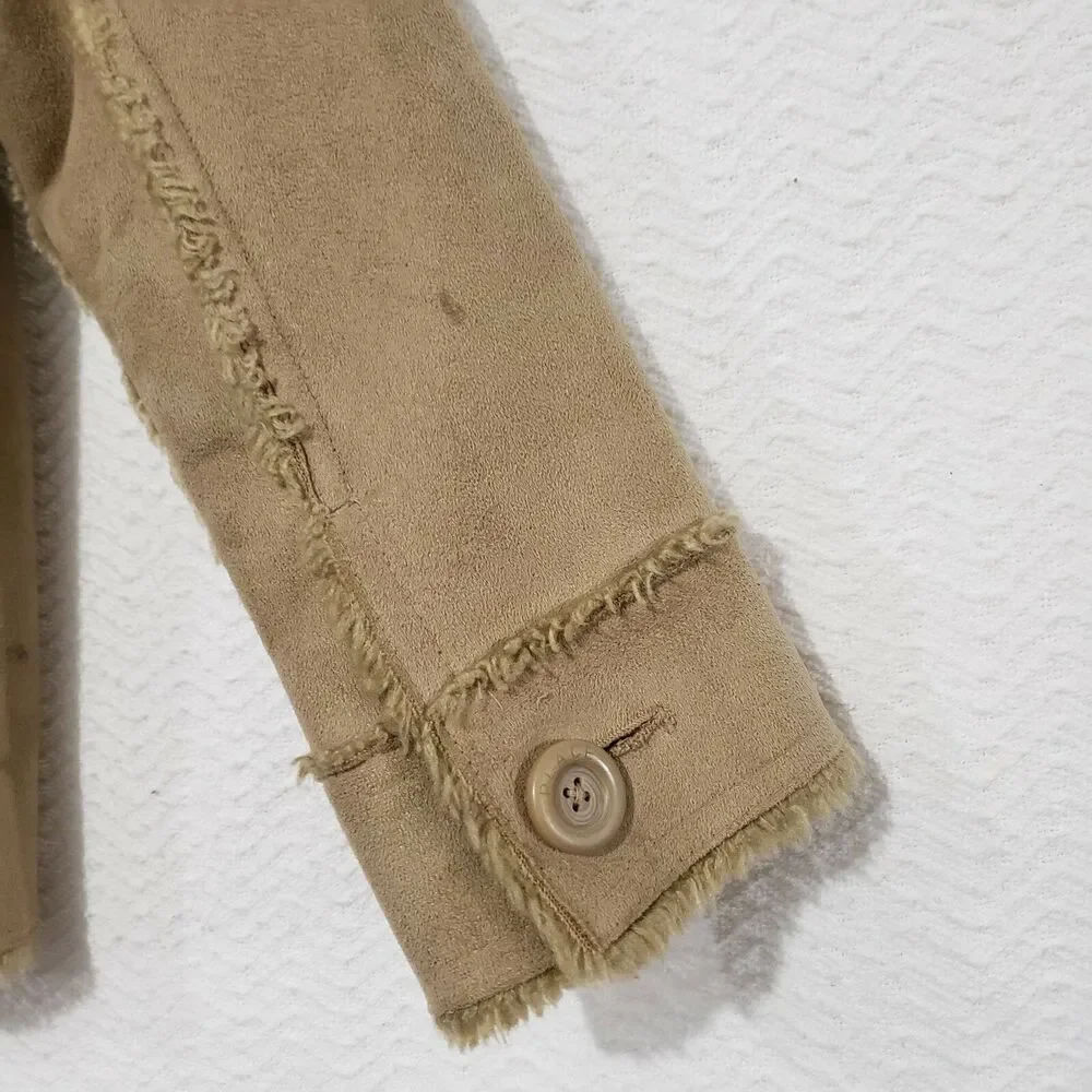 The Children's Place Beige faux suede and fur Coat jacket buttons Girls M (7/8)